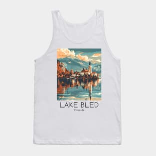 A Vintage Travel Illustration of Lake Bled - Slovenia Tank Top